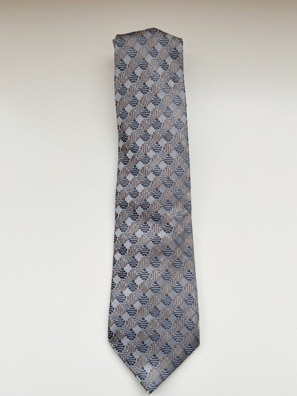 Jhane Barnes Silver Silk Tie party vintage futuristic metallic formal celebrate